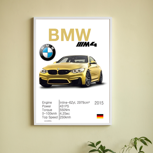BMW M4 Wall Poster Posters Postor Shop bmw-car-poster-m4 Postor Shop 