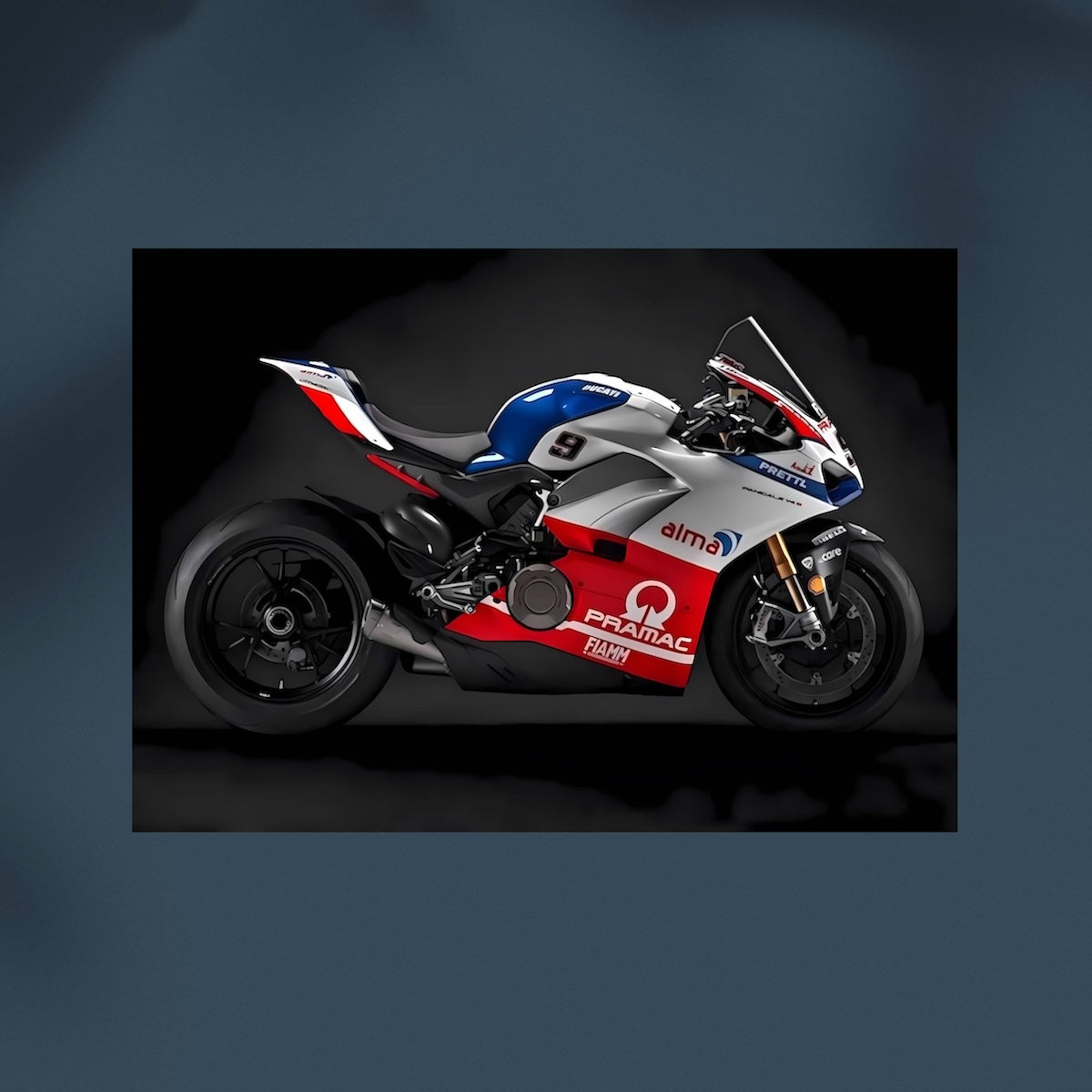 Ducati Panigale Blue White Red- Horizontal Wall Postor Posters Postor Shop ducati-panigale-blue-white-red-horizontal-wall-poster Postor Shop 