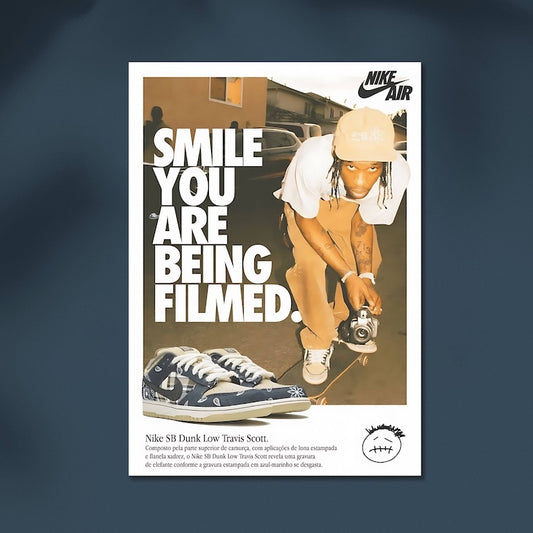 Nike x Travis Scott- Smile You Are Being Filmed #Sneaker Wall Poster Posters Postor Shop nike-x-travis-scott-smile-you-are-being-filmed-sneaker-wall-poster Postor Shop 
