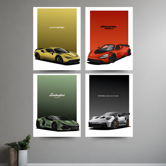 SET OF 6 - Supercar Wall Poster #Combo Pack
